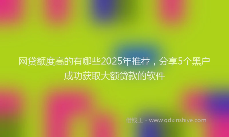 网贷额度高的有哪些2025年推荐，分享5个黑户成功获取大额贷款的软件