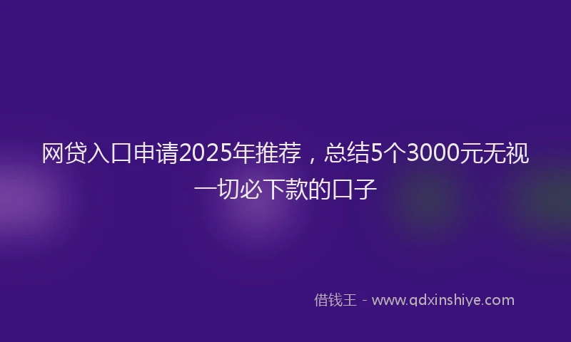 网贷入口申请2025年推荐，总结5个3000元无视一切必下款的口子
