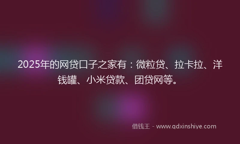 2025年的网贷口子之家有：微粒贷、拉卡拉、洋钱罐、小米贷款、团贷网等。