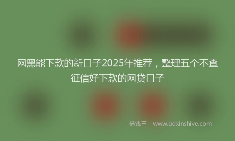 网黑能下款的新口子2025年推荐，整理五个不查征信好下款的网贷口子