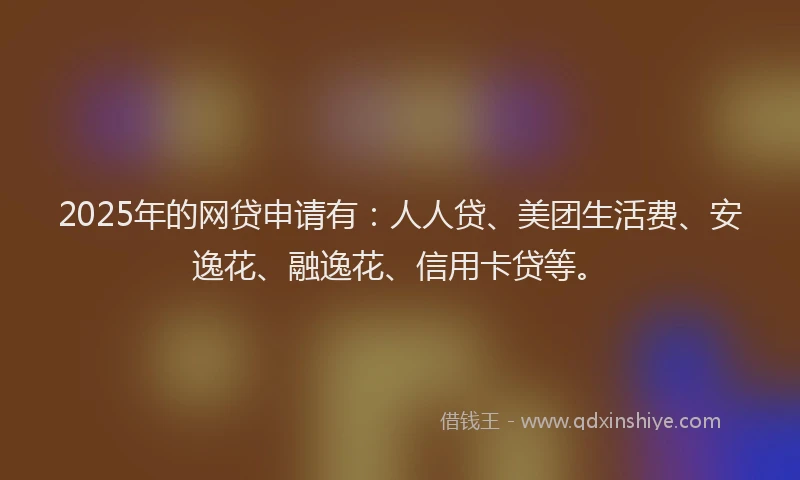 2025年的网贷申请有：人人贷、美团生活费、安逸花、融逸花、信用卡贷等。