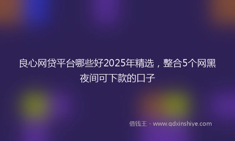 良心网贷平台哪些好2025年精选，整合5个网黑夜间可下款的口子
