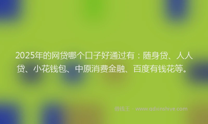 2025年的网贷哪个口子好通过有：随身贷、人人贷、小花钱包、中原消费金融、百度有钱花等。
