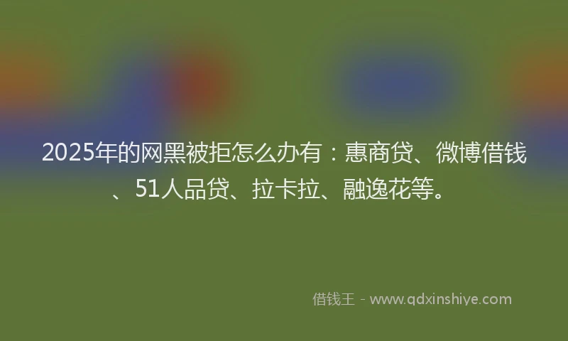 2025年的网黑被拒怎么办有：惠商贷、微博借钱、51人品贷、拉卡拉、融逸花等。
