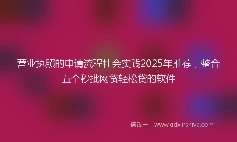 营业执照的申请流程社会实践2025年推荐，整合五个秒批网贷轻松贷的软件