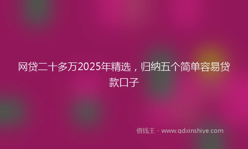 网贷二十多万2025年精选，归纳五个简单容易贷款口子