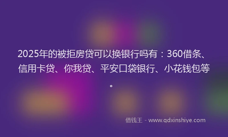 2025年的被拒房贷可以换银行吗有：360借条、信用卡贷、你我贷、平安口袋银行、小花钱包等。