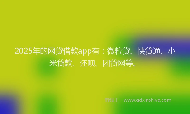 2025年的网贷借款app有：微粒贷、快贷通、小米贷款、还呗、团贷网等。