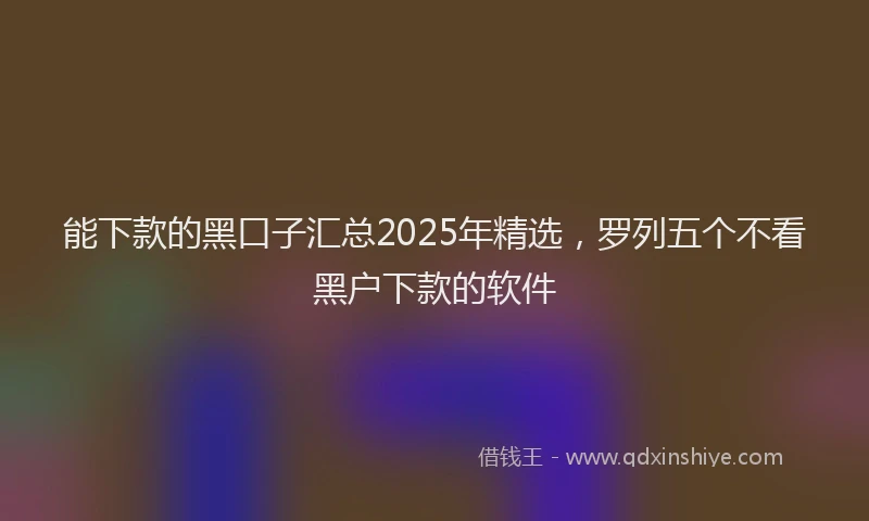 能下款的黑口子汇总2025年精选，罗列五个不看黑户下款的软件