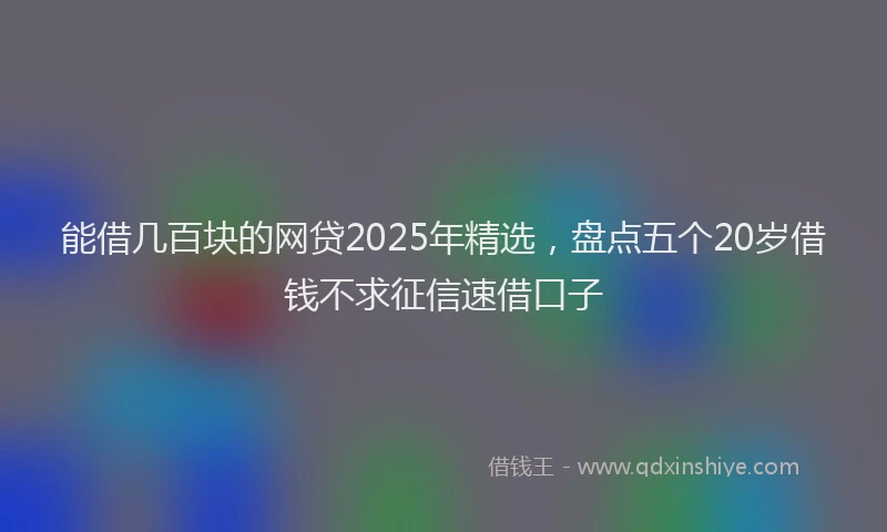 能借几百块的网贷2025年精选，盘点五个20岁借钱不求征信速借口子