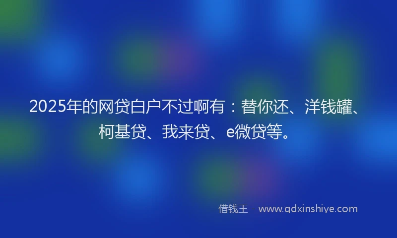 2025年的网贷白户不过啊有：替你还、洋钱罐、柯基贷、我来贷、e微贷等。