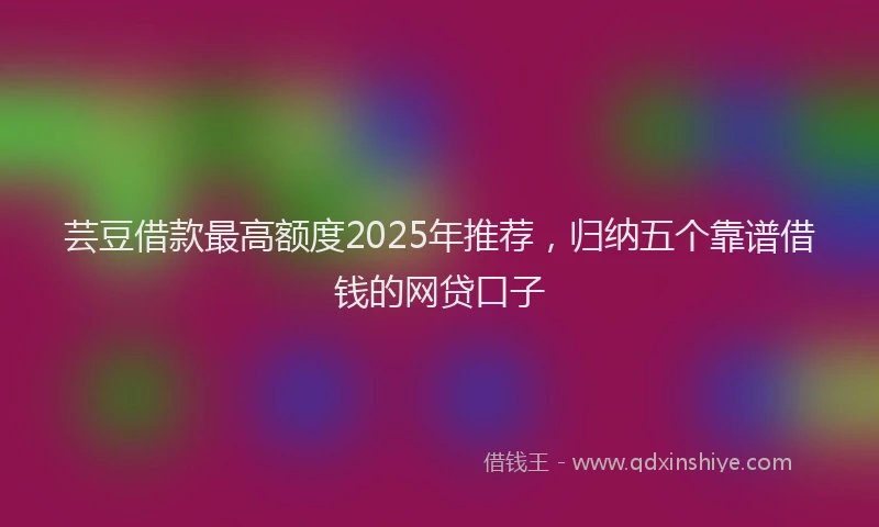 芸豆借款最高额度2025年推荐，归纳五个靠谱借钱的网贷口子