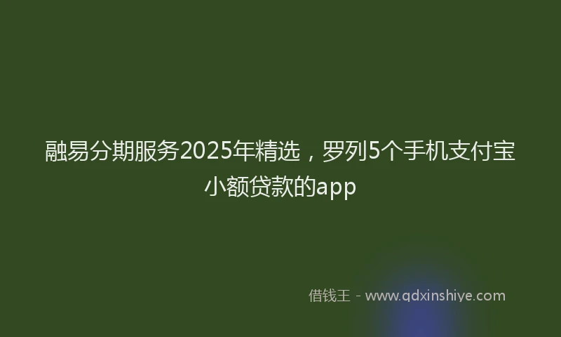 融易分期服务2025年精选，罗列5个手机支付宝小额贷款的app