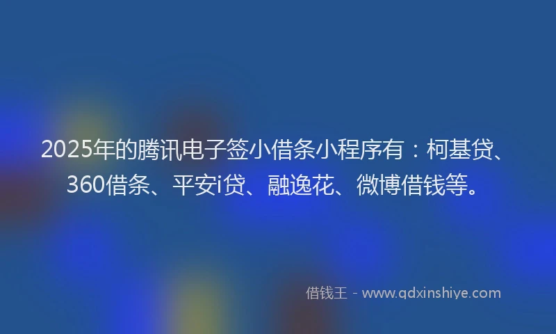 2025年的腾讯电子签小借条小程序有：柯基贷、360借条、平安i贷、融逸花、微博借钱等。