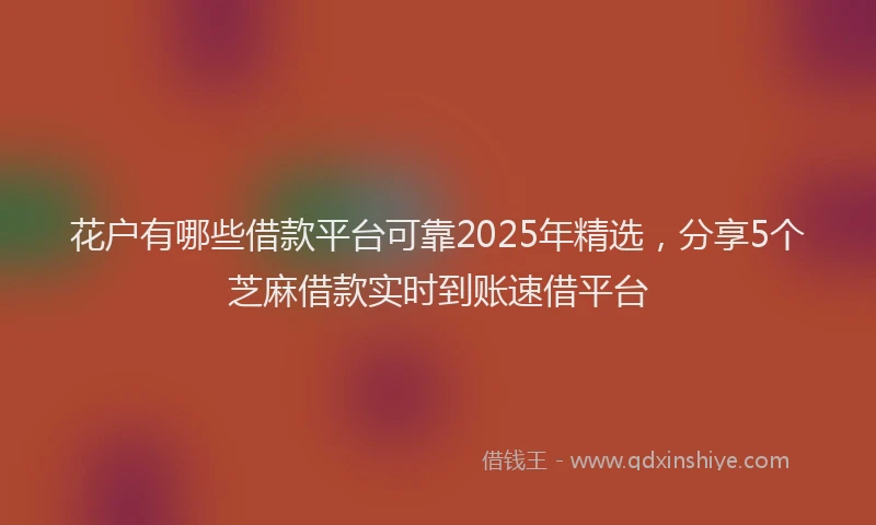 花户有哪些借款平台可靠2025年精选，分享5个芝麻借款实时到账速借平台