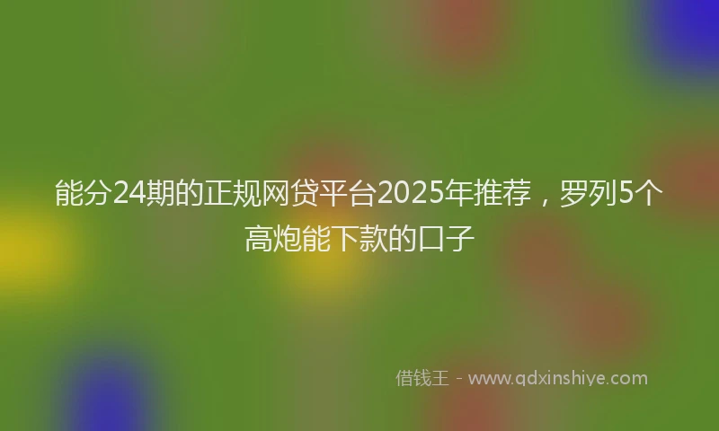 能分24期的正规网贷平台2025年推荐，罗列5个高炮能下款的口子