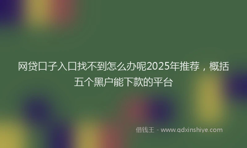 网贷口子入口找不到怎么办呢2025年推荐，概括五个黑户能下款的平台
