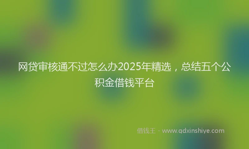网贷审核通不过怎么办2025年精选，总结五个公积金借钱平台