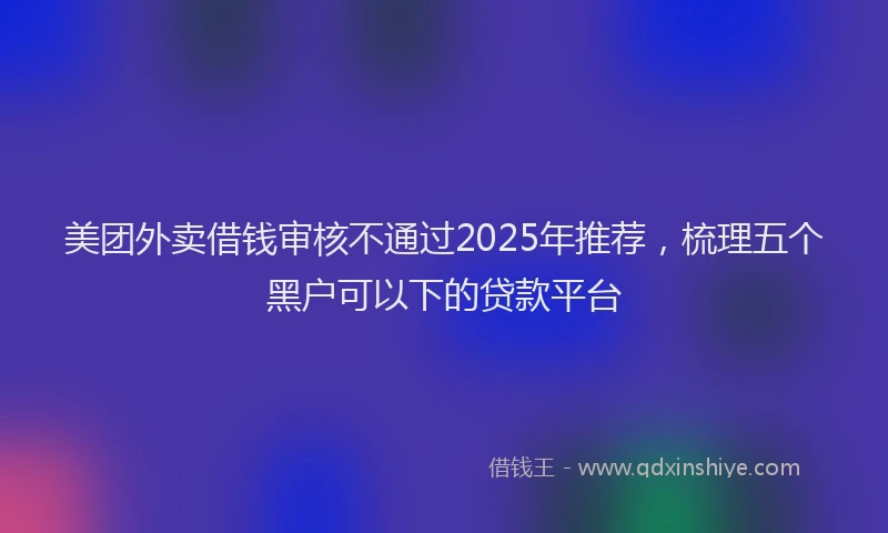 美团外卖借钱审核不通过2025年推荐，梳理五个黑户可以下的贷款平台