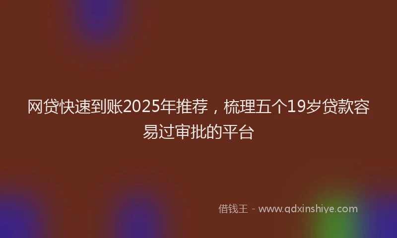网贷快速到账2025年推荐，梳理五个19岁贷款容易过审批的平台