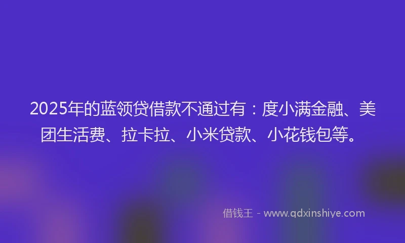 2025年的蓝领贷借款不通过有：度小满金融、美团生活费、拉卡拉、小米贷款、小花钱包等。