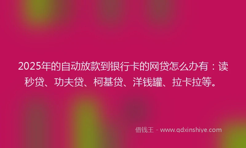 2025年的自动放款到银行卡的网贷怎么办有：读秒贷、功夫贷、柯基贷、洋钱罐、拉卡拉等。