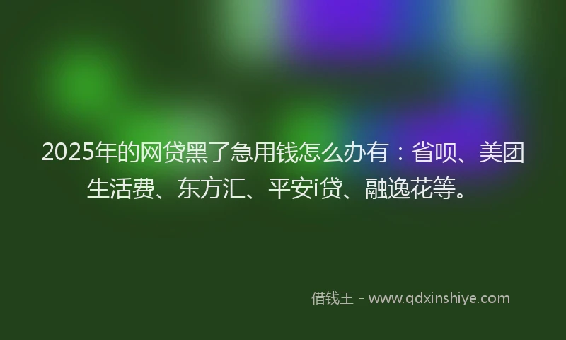 2025年的网贷黑了急用钱怎么办有：省呗、美团生活费、东方汇、平安i贷、融逸花等。