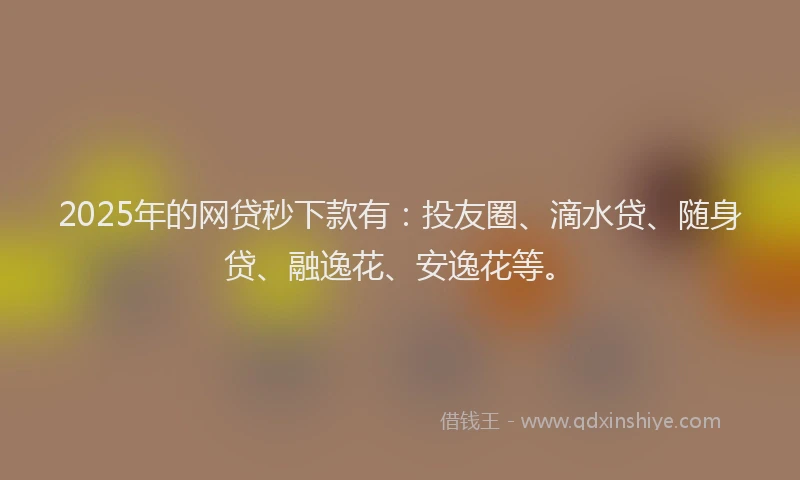 2025年的网贷秒下款有：投友圈、滴水贷、随身贷、融逸花、安逸花等。