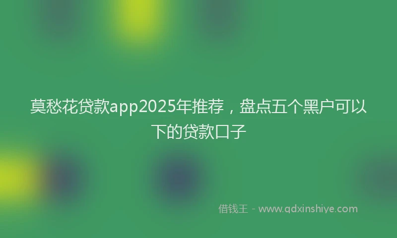 莫愁花贷款app2025年推荐，盘点五个黑户可以下的贷款口子