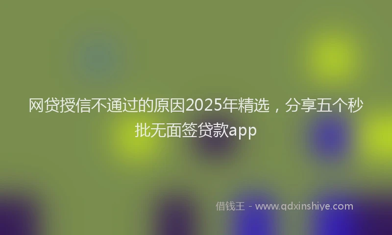 网贷授信不通过的原因2025年精选，分享五个秒批无面签贷款app