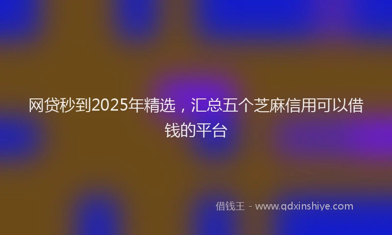 网贷秒到2025年精选，汇总五个芝麻信用可以借钱的平台
