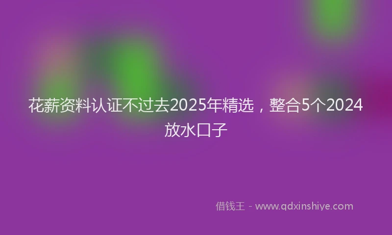 花薪资料认证不过去2025年精选，整合5个2024放水口子