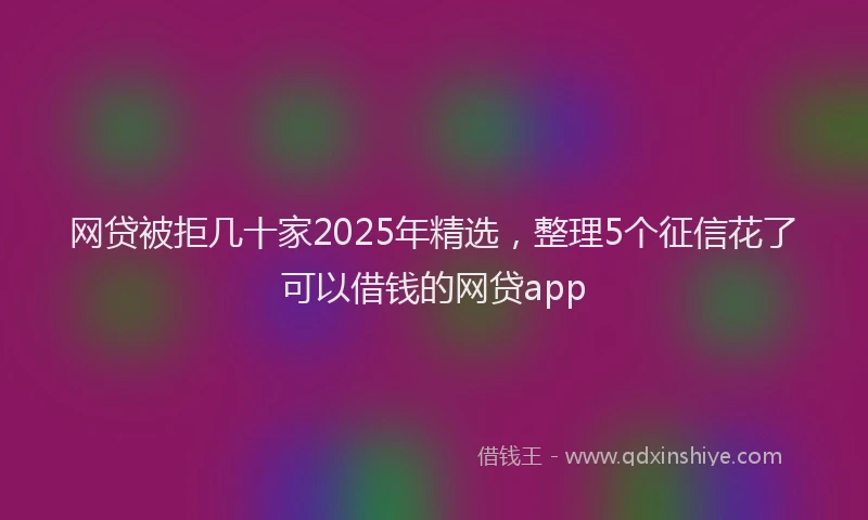 网贷被拒几十家2025年精选，整理5个征信花了可以借钱的网贷app