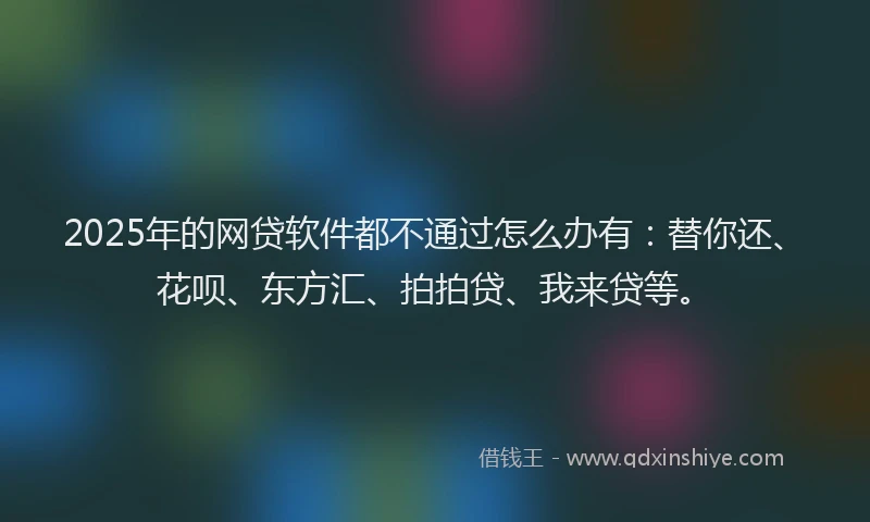 2025年的网贷软件都不通过怎么办有：替你还、花呗、东方汇、拍拍贷、我来贷等。