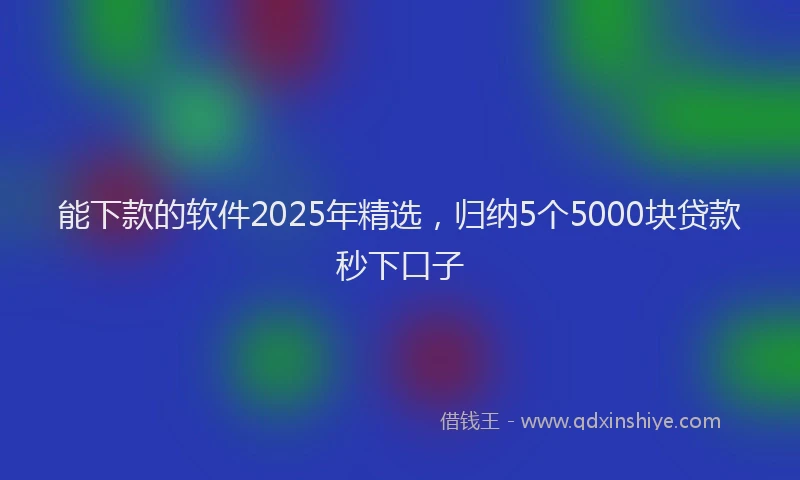 能下款的软件2025年精选，归纳5个5000块贷款秒下口子
