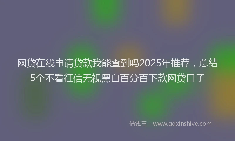 网贷在线申请贷款我能查到吗2025年推荐，总结5个不看征信无视黑白百分百下款网贷口子