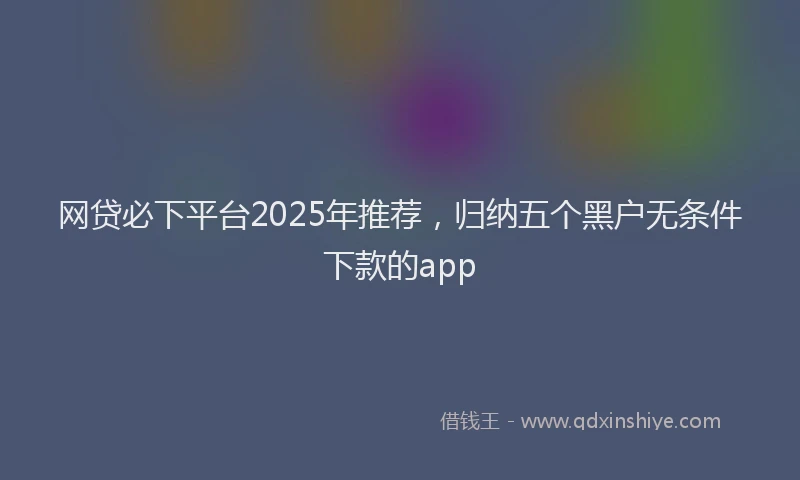 网贷必下平台2025年推荐，归纳五个黑户无条件下款的app