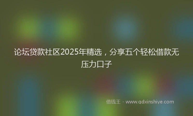 论坛贷款社区2025年精选，分享五个轻松借款无压力口子