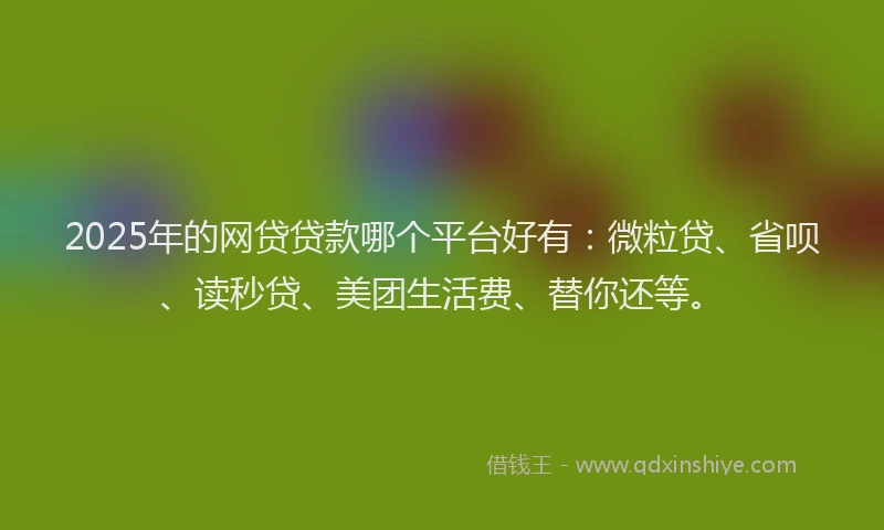 2025年的网贷贷款哪个平台好有：微粒贷、省呗、读秒贷、美团生活费、替你还等。