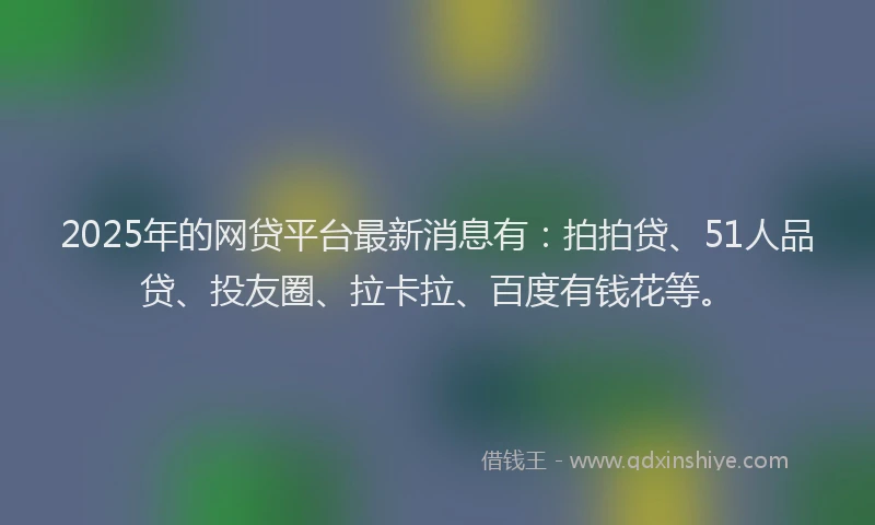 2025年的网贷平台最新消息有：拍拍贷、51人品贷、投友圈、拉卡拉、百度有钱花等。
