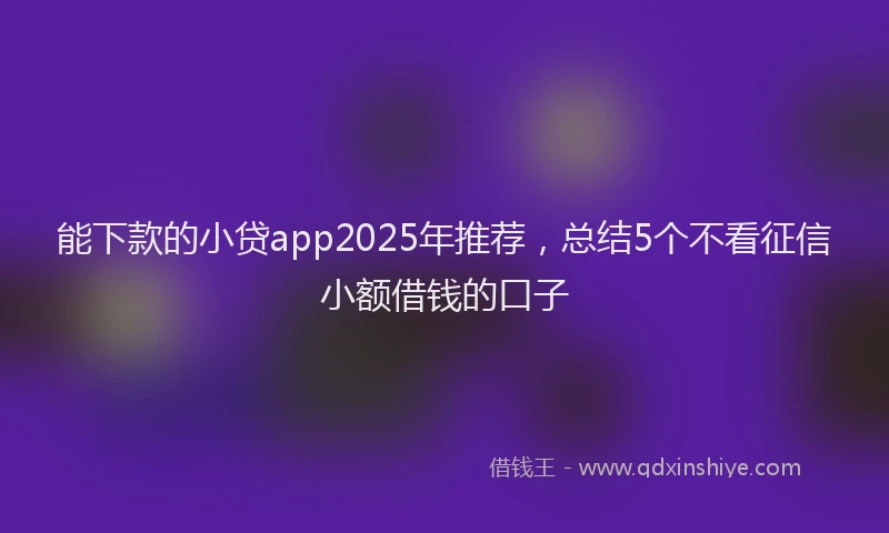 能下款的小贷app2025年推荐，总结5个不看征信小额借钱的口子