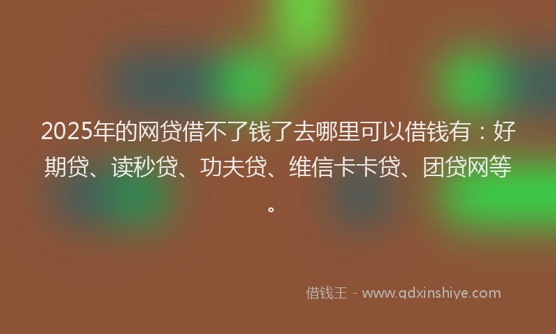 2025年的网贷借不了钱了去哪里可以借钱有：好期贷、读秒贷、功夫贷、维信卡卡贷、团贷网等。