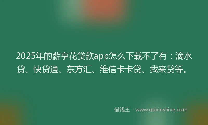 2025年的薪享花贷款app怎么下载不了有：滴水贷、快贷通、东方汇、维信卡卡贷、我来贷等。