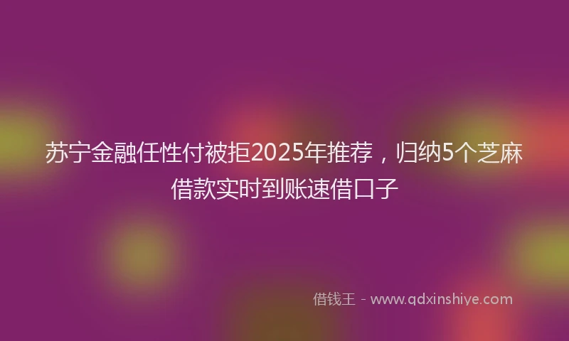 苏宁金融任性付被拒2025年推荐，归纳5个芝麻借款实时到账速借口子