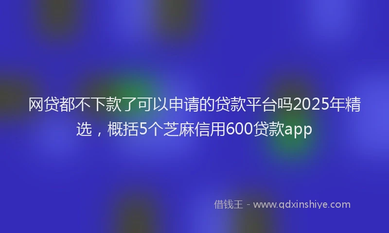 网贷都不下款了可以申请的贷款平台吗2025年精选，概括5个芝麻信用600贷款app