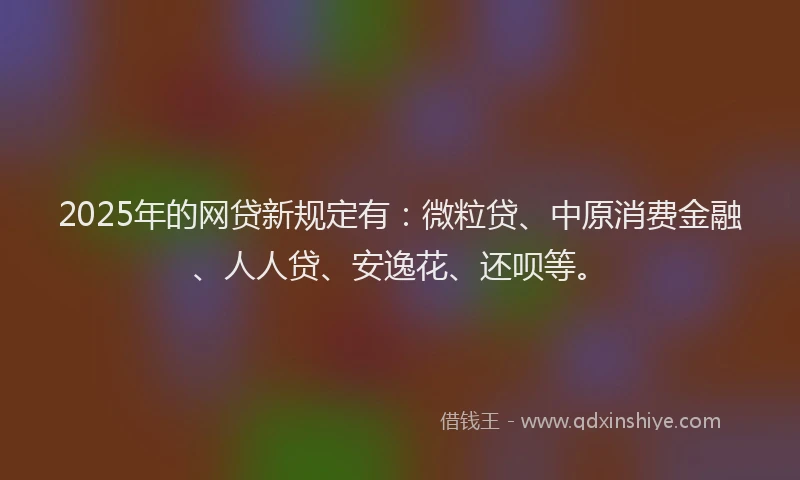 2025年的网贷新规定有：微粒贷、中原消费金融、人人贷、安逸花、还呗等。