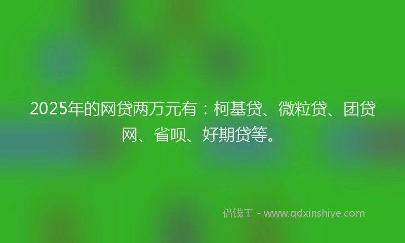 2025年的网贷两万元有：柯基贷、微粒贷、团贷网、省呗、好期贷等。