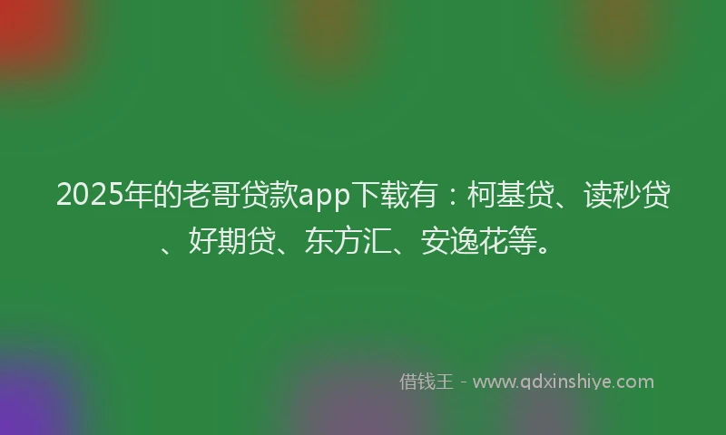 2025年的老哥贷款app下载有：柯基贷、读秒贷、好期贷、东方汇、安逸花等。
