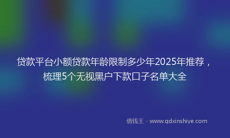 贷款平台小额贷款年龄限制多少年2025年推荐，梳理5个无视黑户下款口子名单大全
