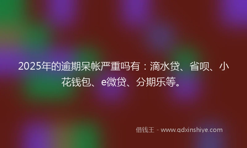 2025年的逾期呆帐严重吗有：滴水贷、省呗、小花钱包、e微贷、分期乐等。